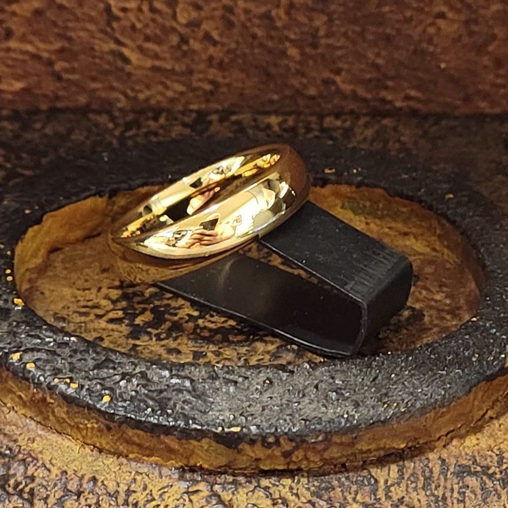 Men's Gold Tungsten Wedding Ring Band - Gold Wedding Ring For Him - Picture 3 of 8